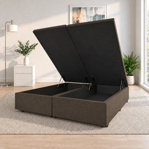 Base Box Baú Casal Bipartida Linho 1,38x1,88