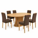 Ver imagem 3 de Conjunto de Mesa de Jantar 6 Lugares Mesa Orgânica Arthus MDF 180x90cm Marrom
