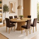 Ver imagem 1 de Conjunto de Mesa de Jantar 6 Lugares Mesa Orgânica Arthus MDF 180x90cm Marrom