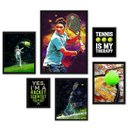 Ver imagem 1 de Composição 6 Quadros Decorativos Esporte Tênis - com Vidro:madeira Preta