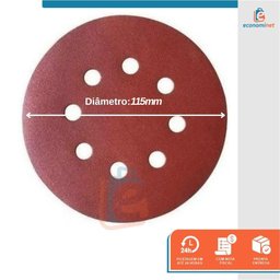 Kit 10 Disco de Lixa Velcro Vermelho Pluma 8 Furos 115mm Grão 100 - Starfer - 2