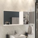 Ver imagem 4 de Conjunto Gabinete Banheiro Completo Prisma 80cm Branco / Cinza com Tampo de Vidro