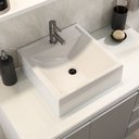 Ver imagem 2 de Conjunto Gabinete Banheiro Completo Prisma 80cm Branco / Cinza com Tampo de Vidro