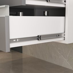 Conjunto Gabinete Banheiro Completo Prisma 80cm Branco / Cinza com Tampo de Vidro - 5