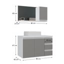 Ver imagem 6 de Conjunto Gabinete Banheiro Completo Prisma 80cm Branco / Cinza com Tampo de Vidro