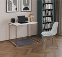 Ver imagem 1 de Escrivaninha Industrial Grécia 90x53 Ferro Dourado Tampo Branco