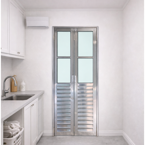 Porta Camarão com Vidro Alumínio Brilhante 210x100 Lado Direito Linha 25 Esmeralda