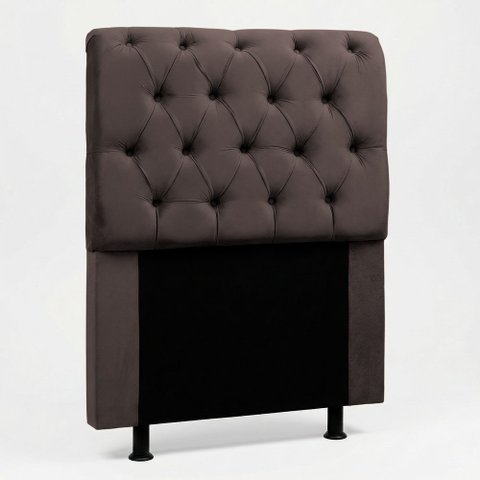 Cabeceira Cama Box Solteiro Sarah 90cm com Frame Suede Marrom - Desk Design