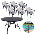 Ver imagem 1 de Conjunto de Mesa 1,30m Ripada 6 Cadeiras Piscina Jardim