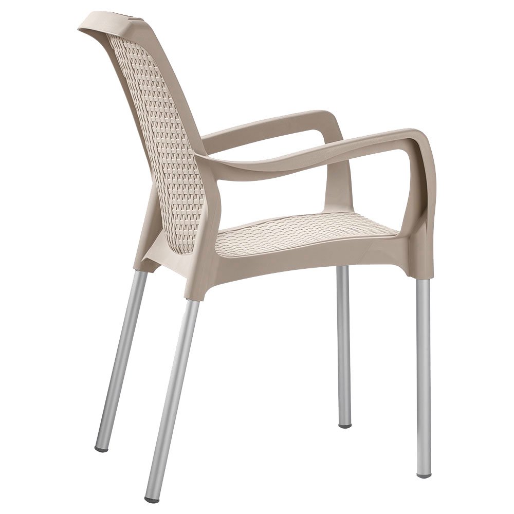 Conjunto 06 Cadeiras Plástica com Braços Shia Rimax - Bege - 3