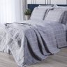 Jogo de Lençol Cama Solteiro 3 Peças Algodão 160 Fios Grid Cinza - 1