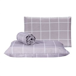 Jogo de Lençol Cama Solteiro 3 Peças Algodão 160 Fios Grid Cinza - 5