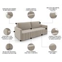 Ver imagem 3 de Sofá Cama Casal Retrátil 3 Lugares 220cm Atlas M22 Suede Bege - Mpozenato