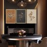 Kit 3 Quadros Decorativos Ramos Plantas Delicado Outono Decoração Sala Quarto com Moldura - 3