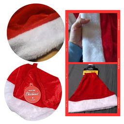 Gorro Papai Noel de Veludo Vermelho 40cm Touca de Natal - 6