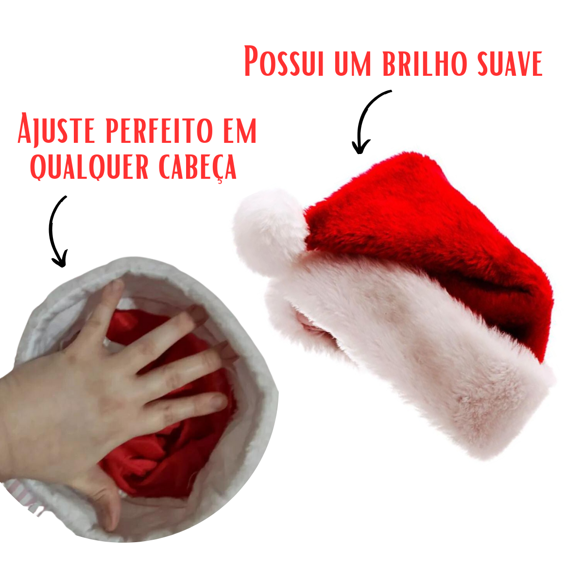 Gorro Papai Noel de Veludo Vermelho 40cm Touca de Natal - 5