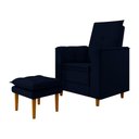 Ver imagem 1 de Poltrona Amamentação Confortável com Puff Ayla Suede Azul Marinho