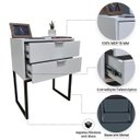 Ver imagem 3 de Mesa de Cabeceira Off White 50cm Eco Industrial 2 Gavetas Quarto Base Metal Preta Puxador Prata