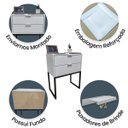 Ver imagem 4 de Mesa de Cabeceira Off White 50cm Eco Industrial 2 Gavetas Quarto Base Metal Preta Puxador Prata