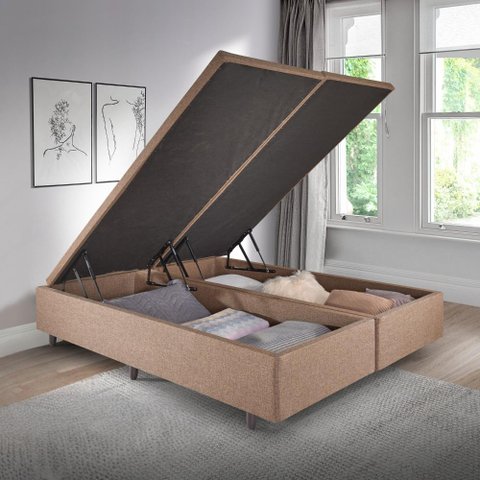 Cama Box Baú Casal Bipartido 138x188x42cm Linho com Pistão a gás
