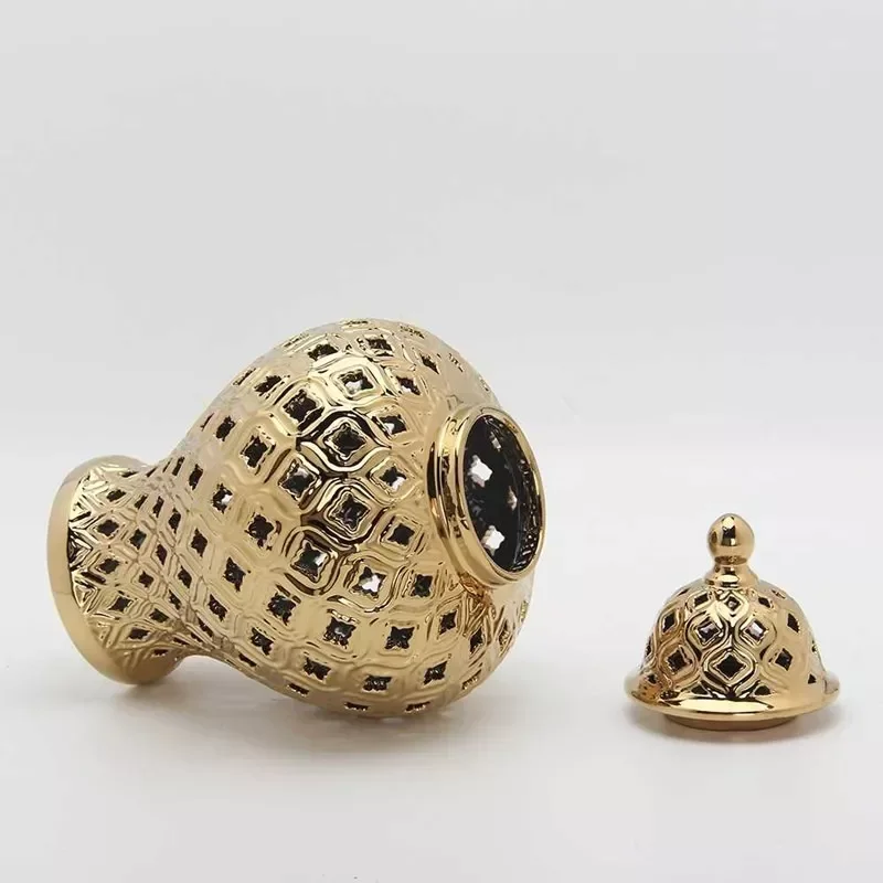 Vaso Dourado Decorativo Porcelana Chinesa 33x20 - 4