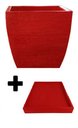 Ver imagem 4 de Kit Vaso Planta + Prato 30x30 Moderno Trapézio Polietileno BGPLASTICOS V8 TERRACOTA 016