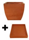 Ver mais imagens de Kit Vaso Planta + Prato 30x30 Moderno Trapézio Polietileno BGPLASTICOS V8 TERRACOTA 016