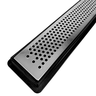 Ralo Linear Inox Polido 80cm X 5cm Perfurado Bolinha com Coletor Preto Saídas 40mm com Tela (5cm X 8 - 5