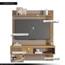 Ver imagem 3 de Painel Selina Ripado 150cm para Tv até 55 com Porta de Correr e Prateleira Mdp Buriti/fendi G11 - Gr