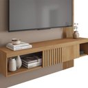 Ver imagem 7 de Painel Selina Ripado 150cm para Tv até 55 com Porta de Correr e Prateleira Mdp Buriti/fendi G11 - Gr