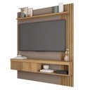 Ver imagem 5 de Painel Selina Ripado 150cm para Tv até 55 com Porta de Correr e Prateleira Mdp Buriti/fendi G11 - Gr
