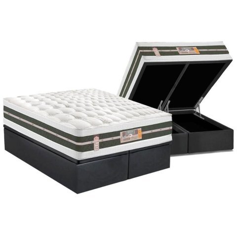 Cama Box Baú King: Colchão Molas Castor Bonnel Silver Star Air Double Face + Base Gray(193x203)