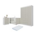 Ver imagem 1 de Quarto de Bebê Completo Berço Americano 3 em 1 Colchão Encanto Multimóveis Mp4601 Branco/off