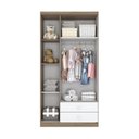 Ver imagem 3 de Guarda Roupa de Bebe 3 Portas 2 Gavetas 2 Nichos Pique-Esconde Marrom/Rústico/Branco