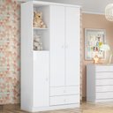 Ver imagem 1 de Guarda Roupa de Bebe 3 Portas 2 Gavetas 2 Nichos Pique-Esconde Branco/Rosa Chá