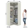 Guarda Roupa Canto Closet Modulado 2 Portas e 3 Gavetas com Espelho e Led   - 4