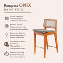Ver imagem 2 de Kit 2 Banquetas Alta Balcão Tela Palha Madeira Maciça Apoio de Pés Aço Champagne Onix Chenille Verde