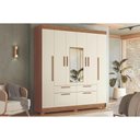 Ver imagem 1 de Guarda Roupa Casal 6 Portas (2 C/ Espelho) e 4 Gavetas C/ Pés Guarapuava 6.4 Jatoba/areia - Santos