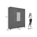 Ver imagem 4 de Guarda Roupa Casal 6 Portas (2 C/ Espelho) e 4 Gavetas C/ Pés Guarapuava 6.4 Jatoba/areia - Santos