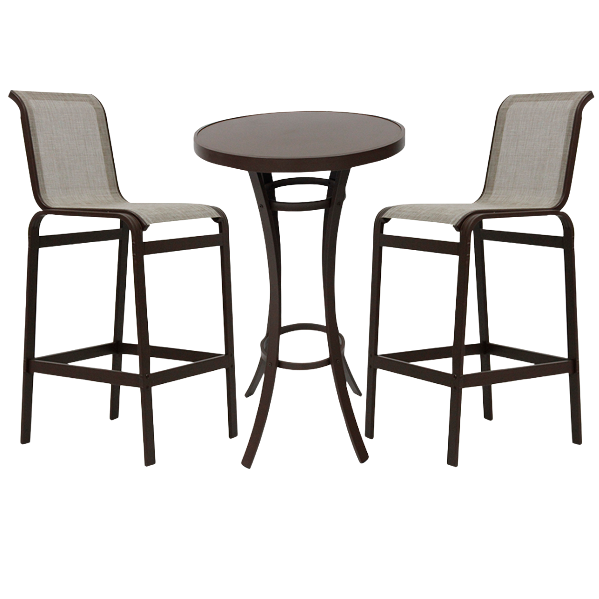 Banquetas de Alumínio e Tela Sling + Mesa Bistro Alta