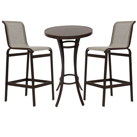 Banquetas de Alumínio e Tela Sling + Mesa Bistro Alta