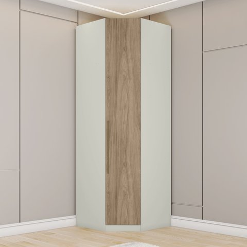 Guarda Roupa Canto Obliquo 1 Porta Seletto Marrom/Areia HP/Jequitiba