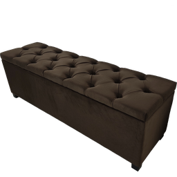 Puf Baú Estofado em Capitonê Queen 160x40x45cm Marrom Escuro - Produto de Alta Qualidade e Conforto - 1