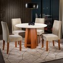 Ver imagem 1 de Conjunto Sala de Jantar 1 Mesa Redonda com 4 Cadeiras Beatriz Espresso Móveis