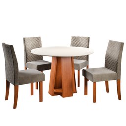 Conjunto Sala de Jantar 1 Mesa Redonda com 4 Cadeiras Beatriz Espresso Móveis - 2