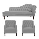 Ver imagem 1 de Kit Divã Cancun 185cm Braço Esquerdo + 2 Poltronas Genesis com Strass Suede: Cinza
