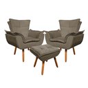 Ver imagem 1 de Kit 02 Poltronas Opala com 01 Puff Opala Suede Marrom Rato