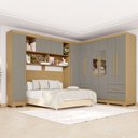 Ver imagem 1 de Guarda-roupa Casal Modulado Andorra 10 Portas 4 Gavetas com Pés e Espelho Jequitibá/granizo - Pnr Mó