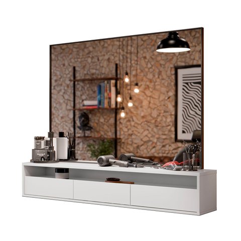 Bancada Suspensa para Salão de Beleza Cabeleireiro Balcão de Barbearia Suspensa Life 1.12 - Branco -