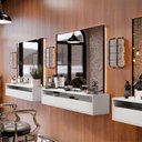 Ver imagem 1 de Bancada Suspensa para Salão de Beleza Cabeleireiro Balcão de Barbearia Suspensa Life 1.12 - Branco -